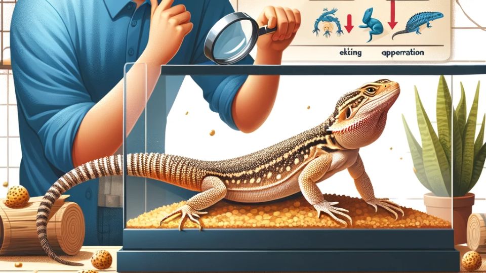 Pravidelne pozorujte agamu na príznaky chorôb alebo stresu, ako sú zmeny v správaní, stravovaní alebo vzhľade kože.