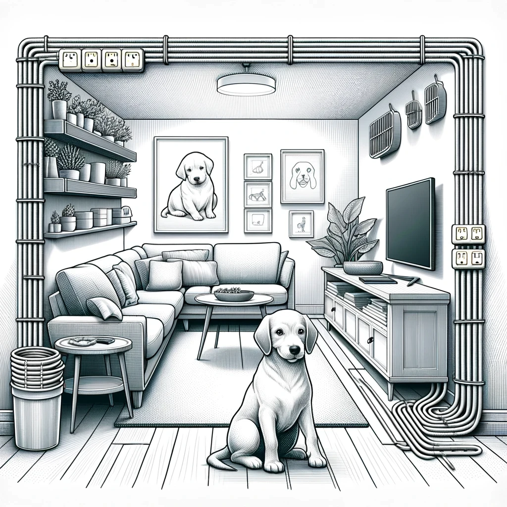 Umiestnite elektrické káble mimo dosahu, aby ich pes nemohol žuť alebo si nimi spôsobiť úraz.