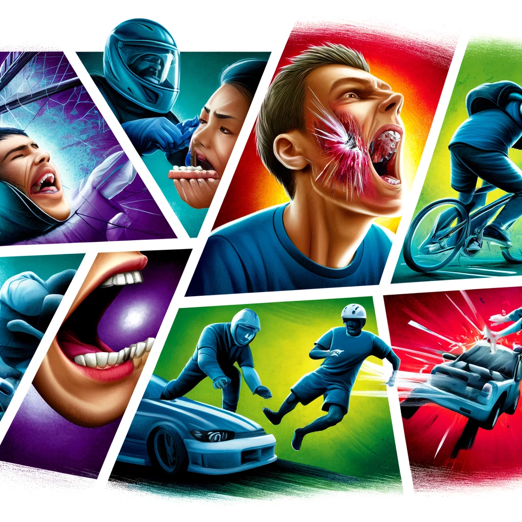 Fyzické úrazy, ako sú nárazy do tváre pri športových aktivitách, dopravné nehody, pády, alebo náhodné údery do tváre, patria medzi najčastejšie príčiny zlomených zubov.