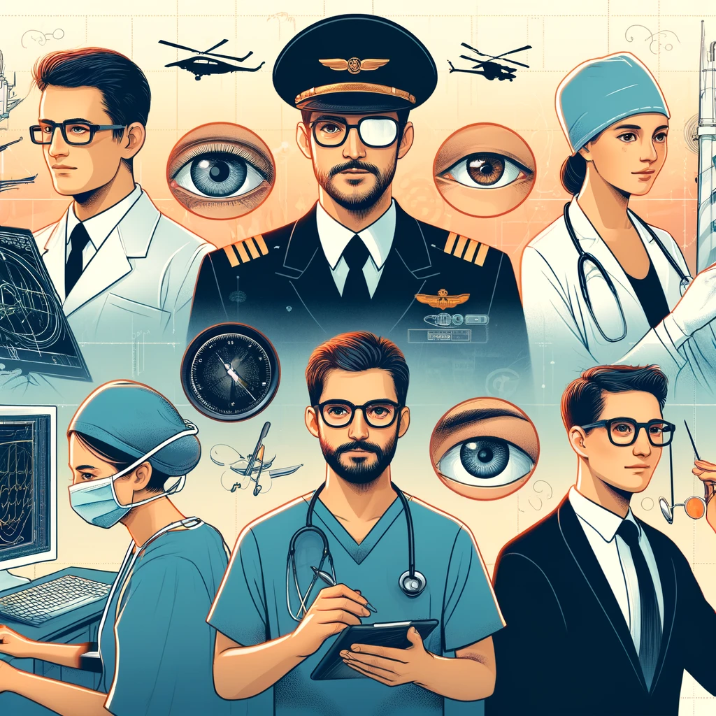 Niektoré profesie, kde je dôležité akútne zrakové vnímanie, môžu byť pre ľudí s výraznou myopiou nedostupné bez vhodnej zrakovej korekcie.