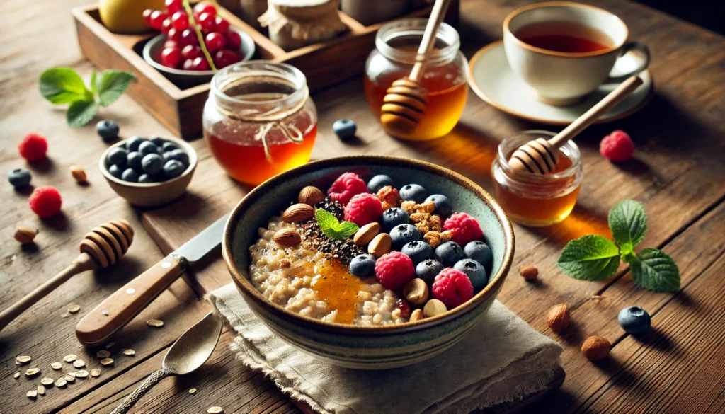 Ovsená kaša s ovocím a orechami